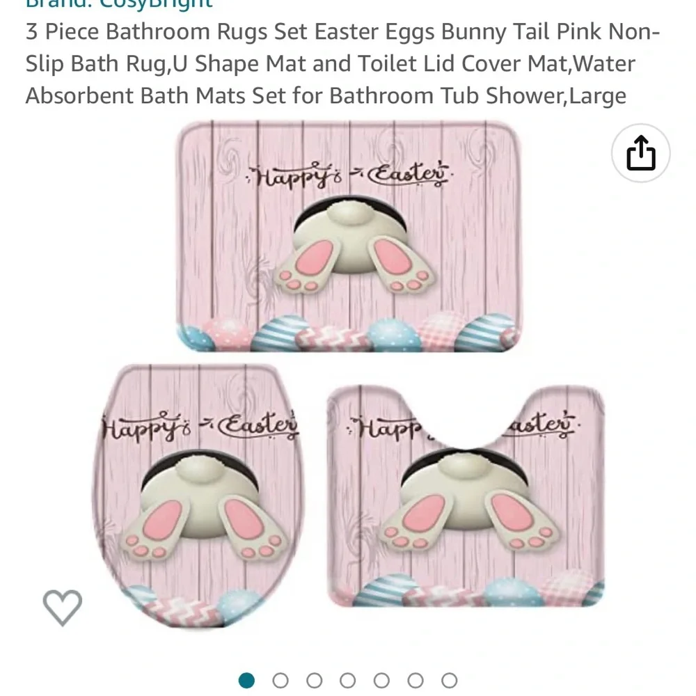 3 Piece Bathroom Rugs Easter Bunny Spring Set